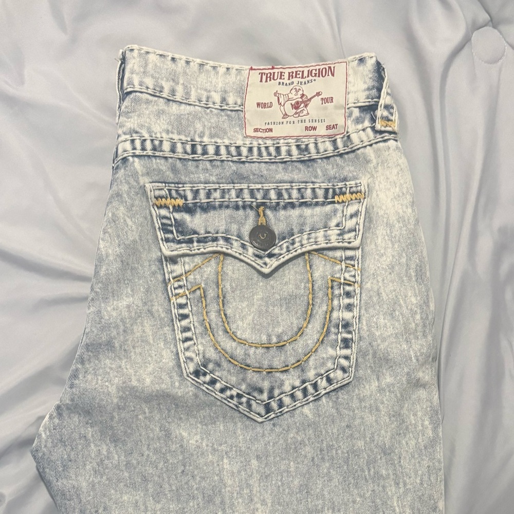 Like New True Religion Mens sz38 Acid Washed Jeans